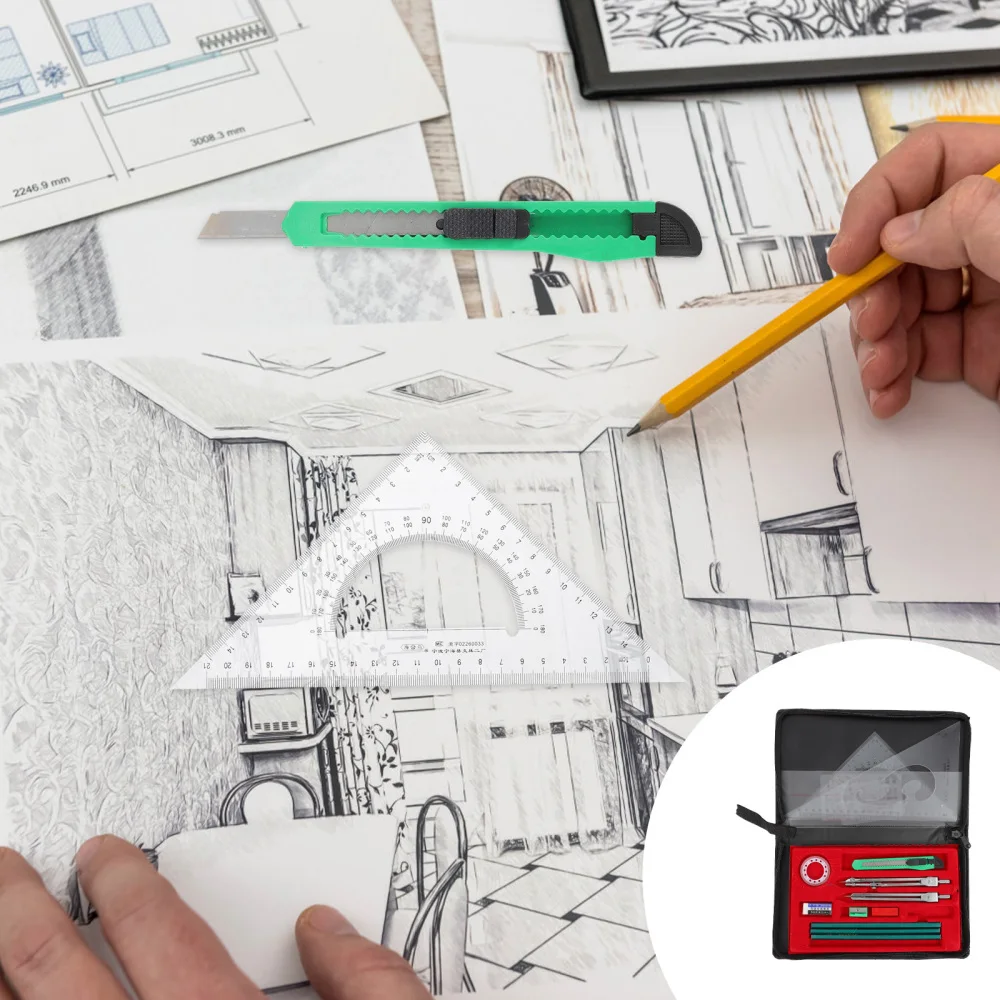 

1 Set of Engineering Drawing Kit Drafting Eraser School Design Drawing Tools