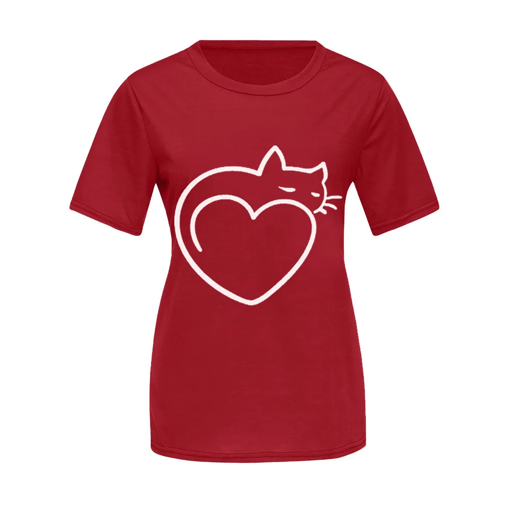 

Sexy Printed Women's T Shirt Round Neck Short Sleeve Loose Solid Color Summer Fashion Casual Style Women Clothing Four Color