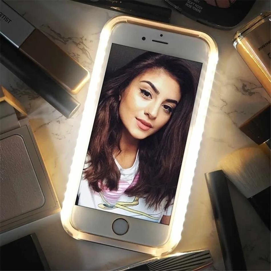 Роскошный светящийся чехол для телефона IPhone 6 7 8 Plus идеальный селфи с подсветкой 11