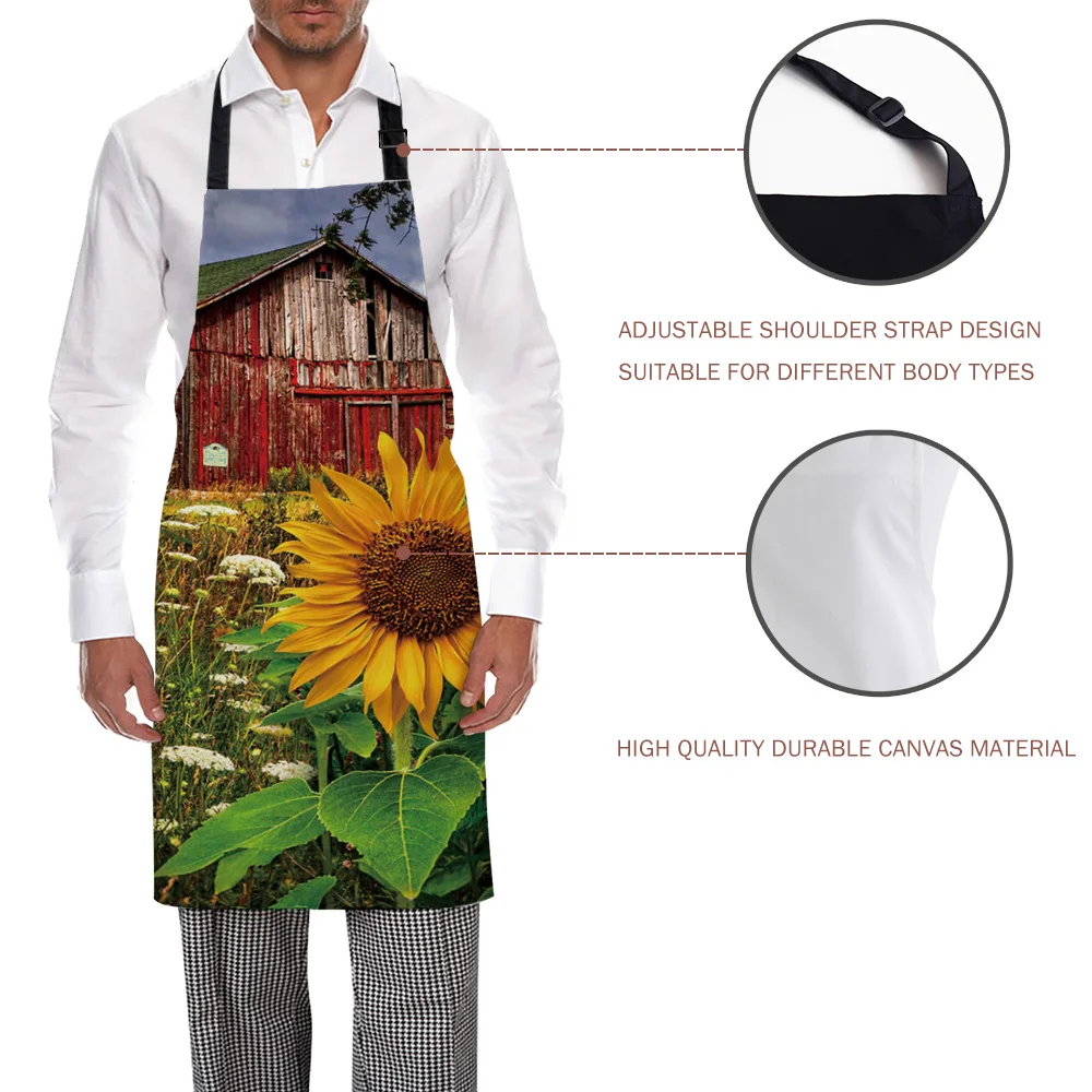 Кухонный Фартук Подсолнух Цветочная ферма деревенский без рукавов женские
