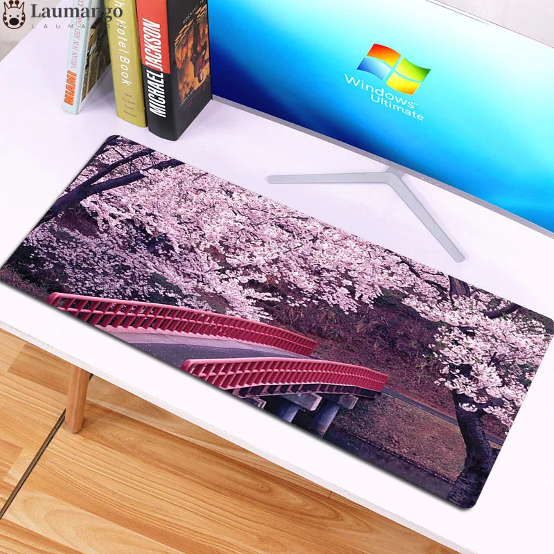 

Mouse Pad Large Keyboard Pad Simple Seaming Non-Slip Rubber Table Mat 90*40cm Oversized Gaming Pad Japanese Cherry Blossom