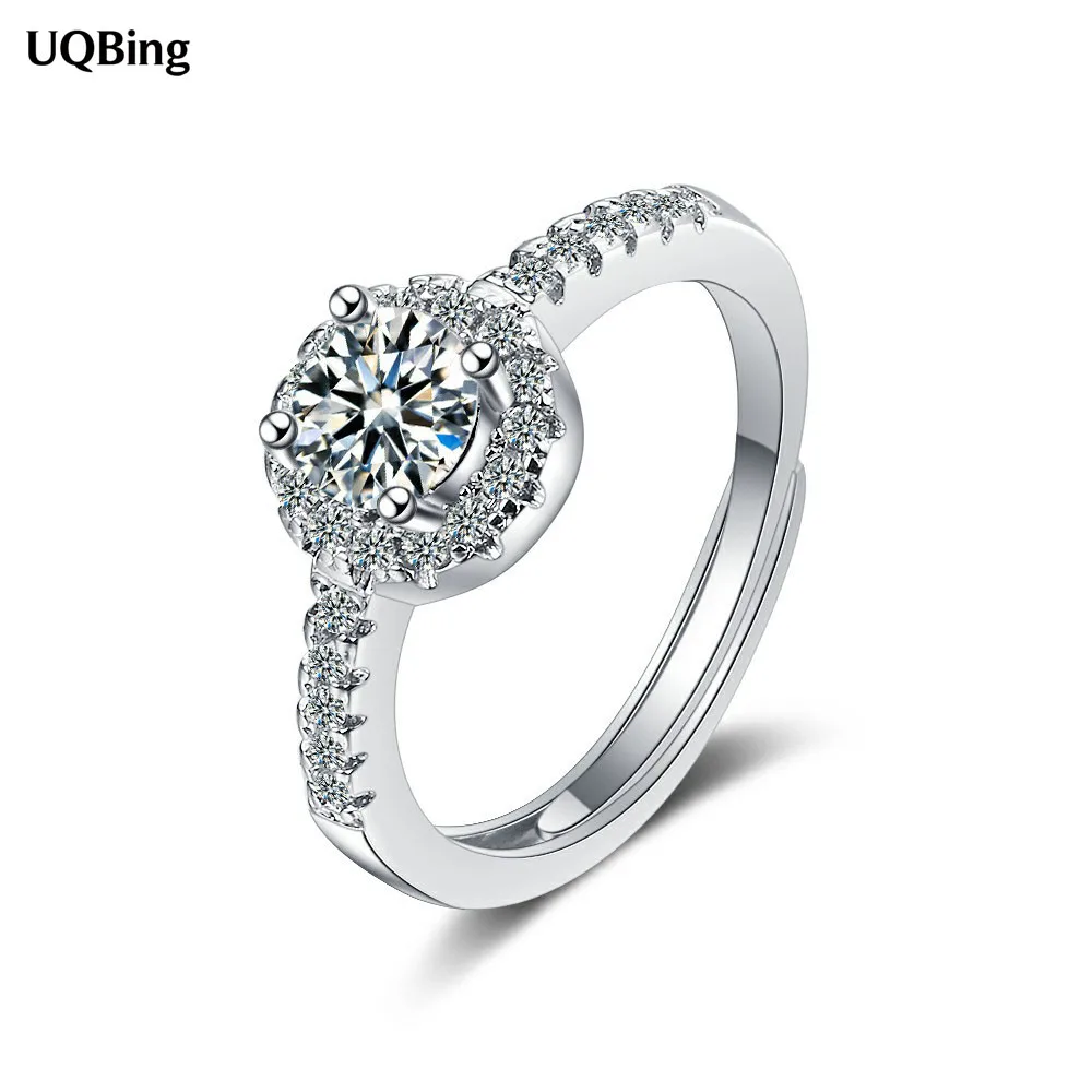 

Fashion New 925 Sterling Silver Wide Round Full Crystal Zircon Rings For Women Wedding Jewelry