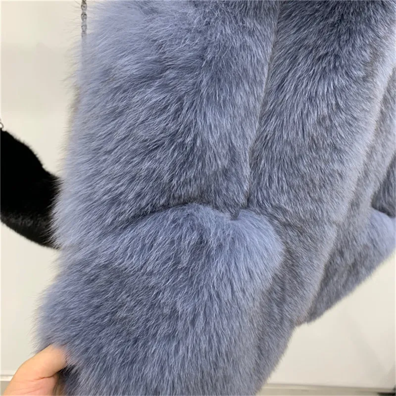 

Women's high quality real fox fur vest winter short Thick Women Fur Vest Jacket sleeveless