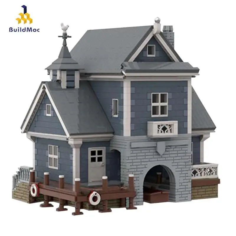 

Buildmoc City Buildings Dockyard Building Street View House Seaside Dock Building Block Ideas Toy Model Kids Toy Gift