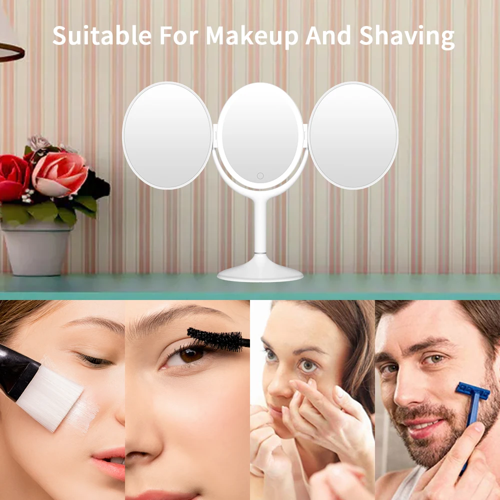 3 In 1 Makeup Vanity Mirror With 1X/2X/3X Lights LED Magnifying Cosmetic Mirrors Light Magnification Make up | Красота и здоровье