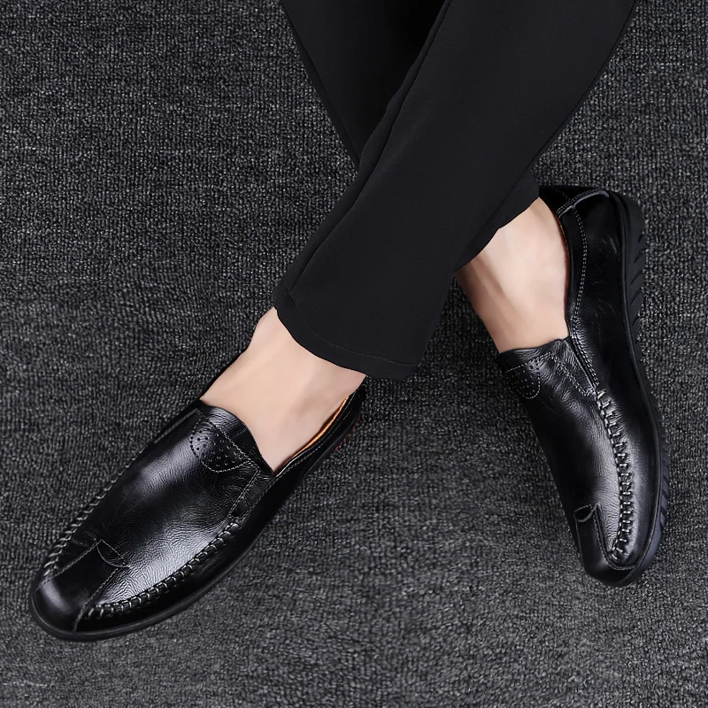 Мужские лоферы из натуральной кожи Мужская обувь на шнуровке Модная для вождения