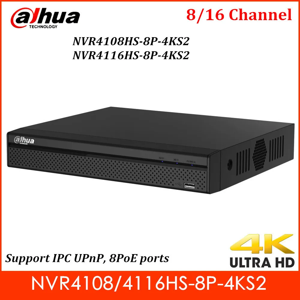 

Dahua NVR4108HS-8P-4KS2/L NVR4116HS-8P-4KS2/L 8/16 Channel Compact 1U 8PoE 4K Lite, сетевой видеорегистратор AI с помощью камеры IPC