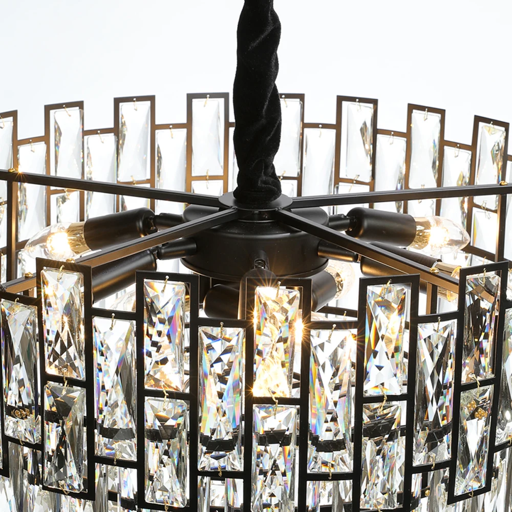 

luxury design black crystal chandelier lighting 80cm