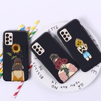 sunflower girl phone case for samsung a10 32 51 52 71 72 50 12 21s s10 s20 s21 note 10 20 plus fe ultra