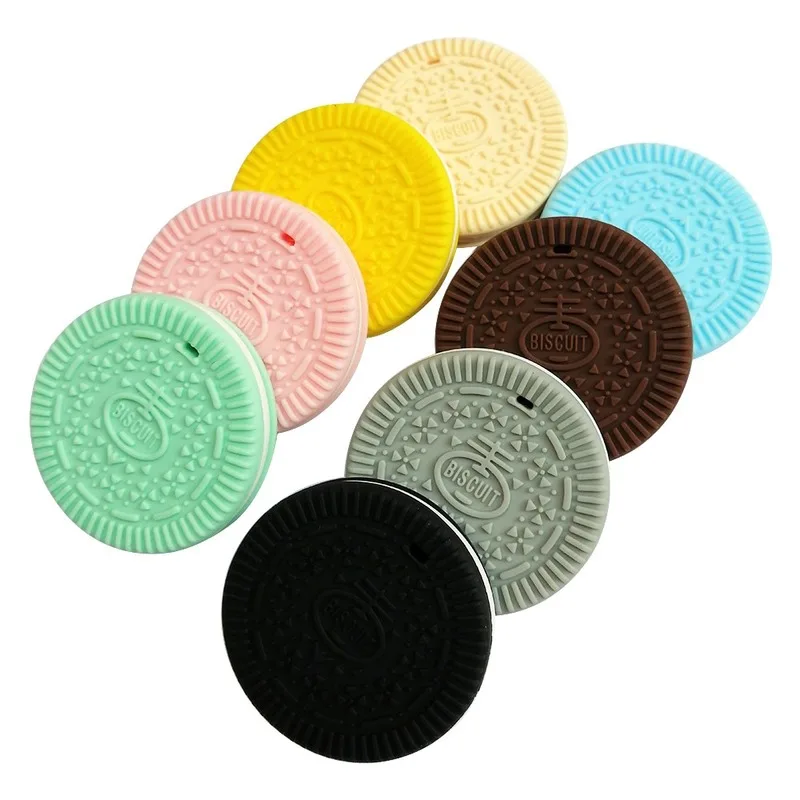 

1Pc Biscuits Baby Teether Chew Toy BPA Free Silicone Cookie Teethers For Teeth DIY Baby Teething Necklace Silicone Beads