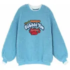 Флисовые женские толстовки с вышивкой клубники, зима 2021, с длинным рукавом и круглым вырезом, пэчворк, искусственные толстовки из 2 предметов