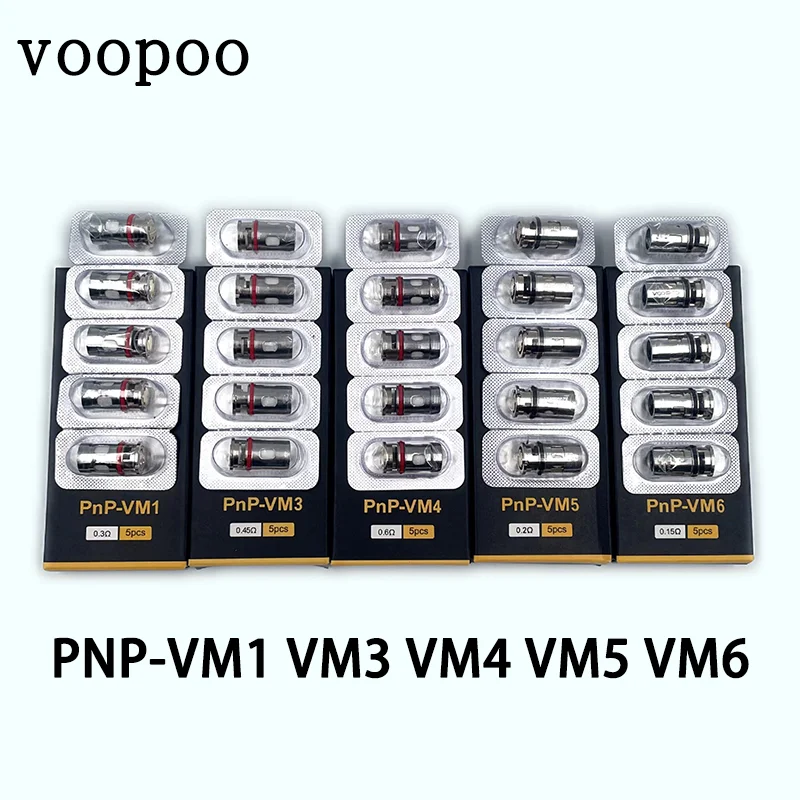 

Voopoo 5PCS TPP PnP Coils VM1 VM3 VM4 VM5 VM6 Apply To DRAG VINCI ARGUS Pod System Series Electronic Cigarette Kit Atomizer