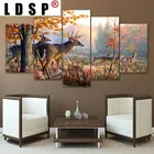 ЛДСП 5 панелей леса пейзаж с оленем современного искусства стены HD Печатный холст картины Плакат рамка домашний декор Гостиная фотографии
