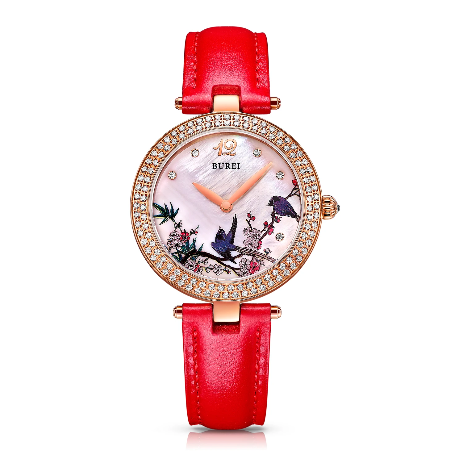 Фото BUREI 13007 швейцарские часы для женщин люксовый бренд китайский стиль Серия жемчуг