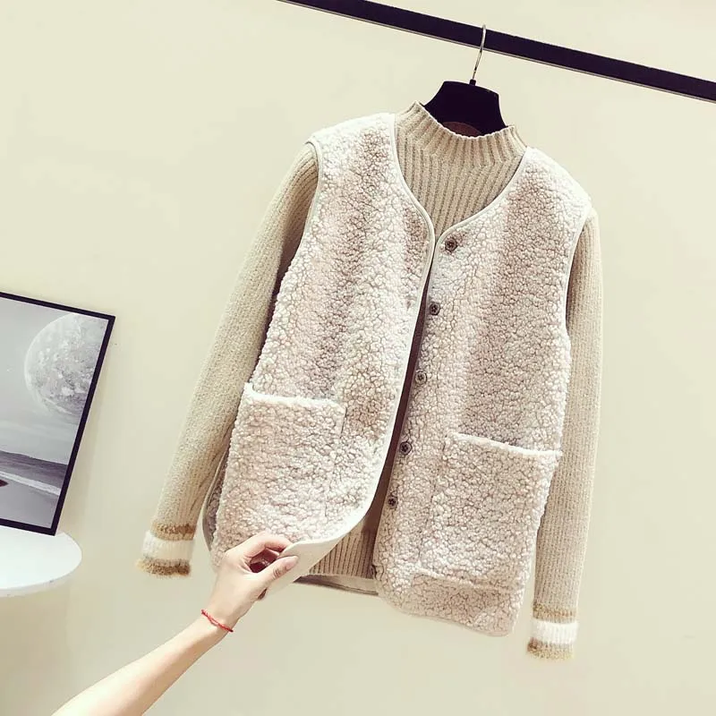 Жилет из меха ягненка для женщин Осень зима 2020 новый модный плюшевый жилет с