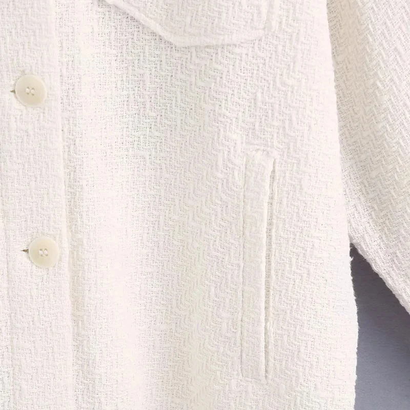 

2020 Autumn White Elegant Jacket Coats Fashion Slim Lapel Long Sleeve Pocket Jacket Casual Loose Chic Tops