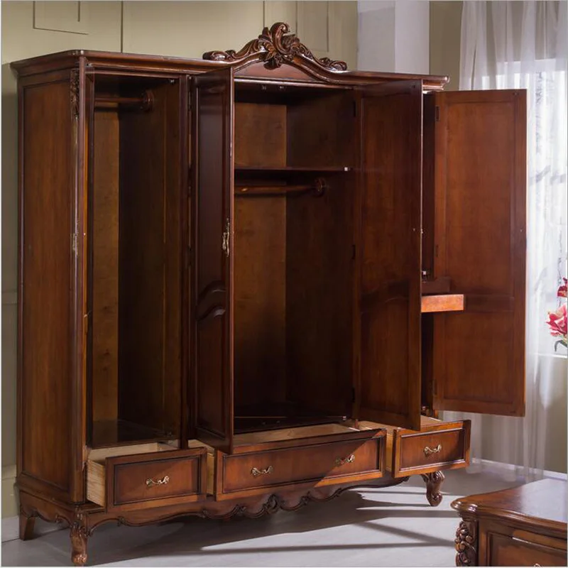 Четырехдверный шкаф антикварный Европейский цельный гардероб французский