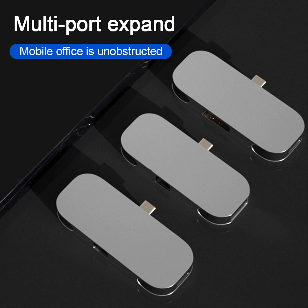 

3 In 1 Hub Adapter Aluminum Multifunction Type-C HD PD Charging Docking Station for Video Output Computer Projector