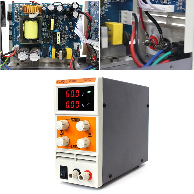 KUAIQU PS605DM Регулируемый Высокоточный источник питания постоянного тока выход 0-60 в 0-5A AC110/220 В