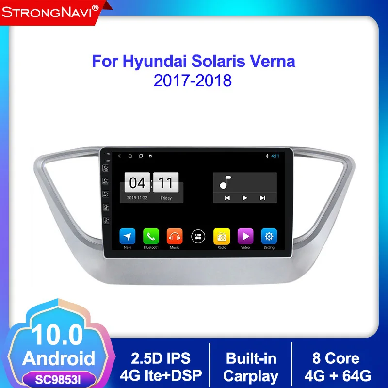 Автомобильный Радио Мультимедийный видео плеер Android 10 0 2Din для hyundai solaris 2 2017 2018 verna