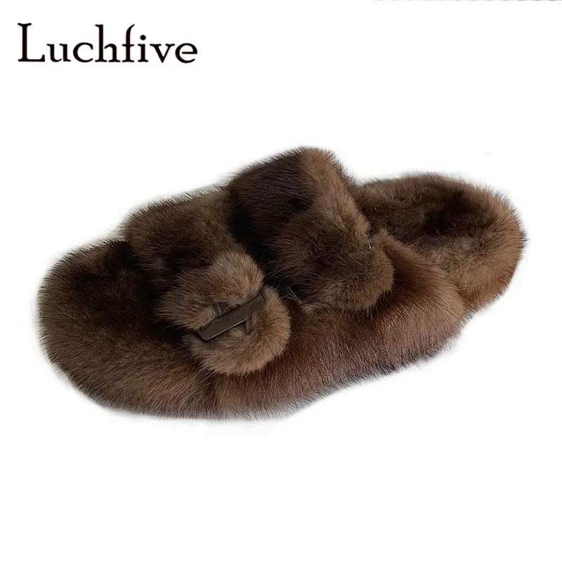 Роскошные домашние тапочки из натурального меха норки высококачественные