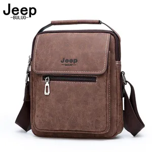 jeep buluo brand hot sale men messenger shoulder bags leather totes classic black crossbody bag new business mans handbag male free global shipping