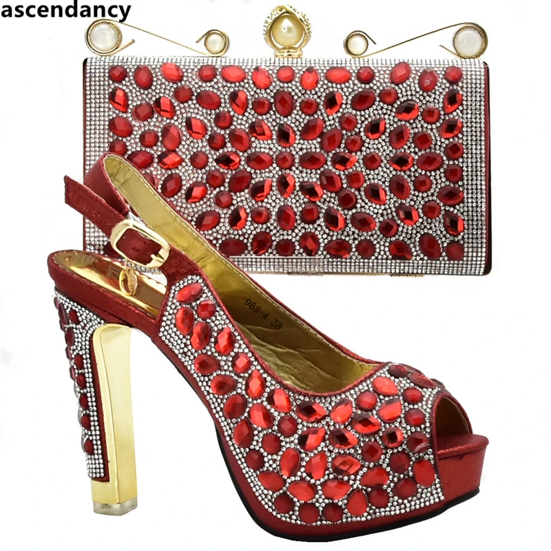 Новейший дизайн Свадебный комплект из обуви и сумки в нигерийском стиле