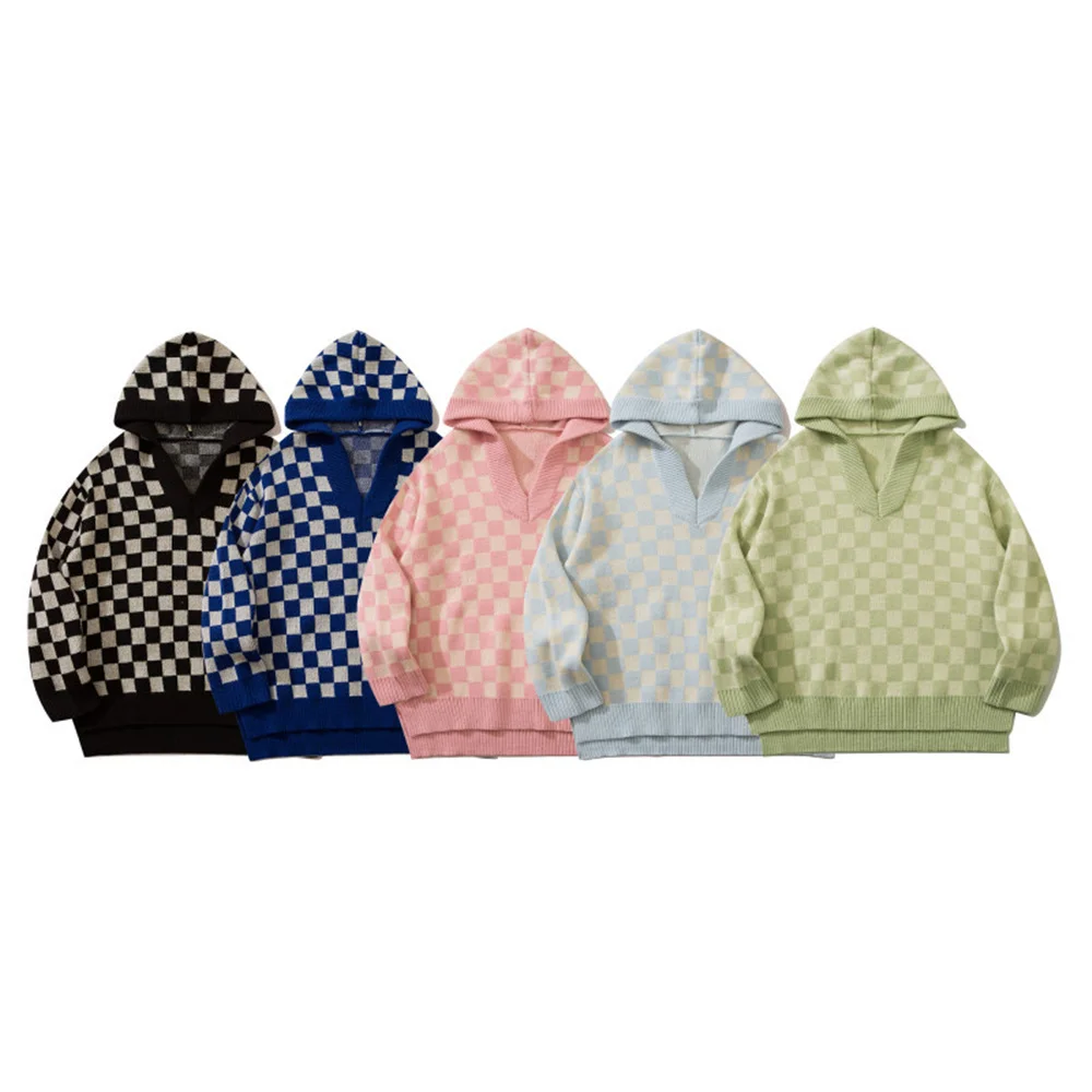 Осенний свитер с капюшоном для мужчин винтажная уличная одежда вязаный