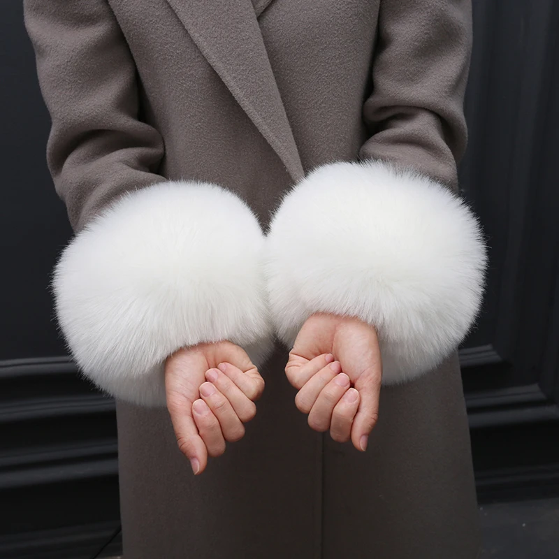 Женские манжеты из искусственного меха, браслет для пальто и куртки, зимние теплые манжеты большого размера для рук и запястья, перчатки с м... от AliExpress WW