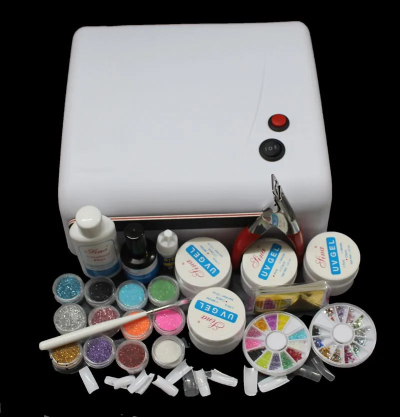 Набор для маникюра сделай сам с УФ лампой полный набор нейл арта акриловыми и