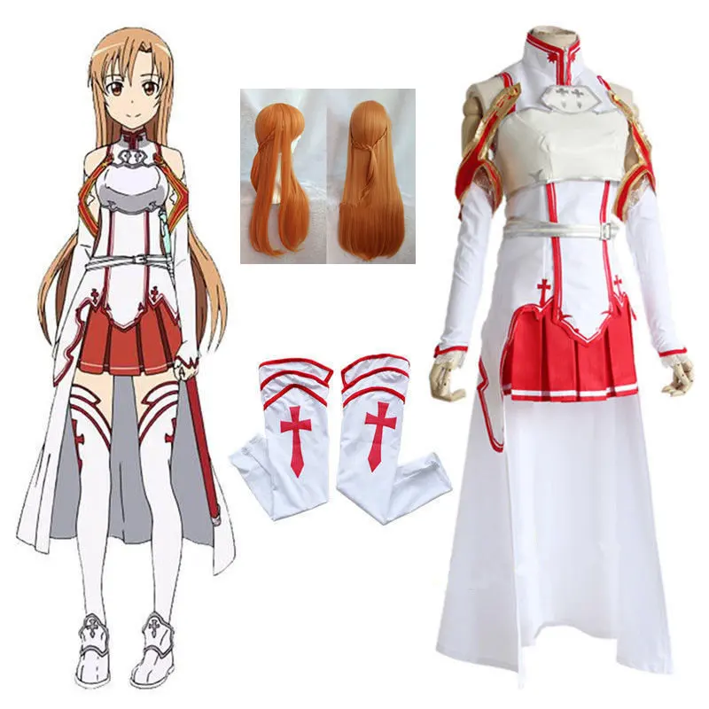 Аниме меч искусство онлайн Asuna Yuuki платье косплей костюмы униформа на Хэллоуин