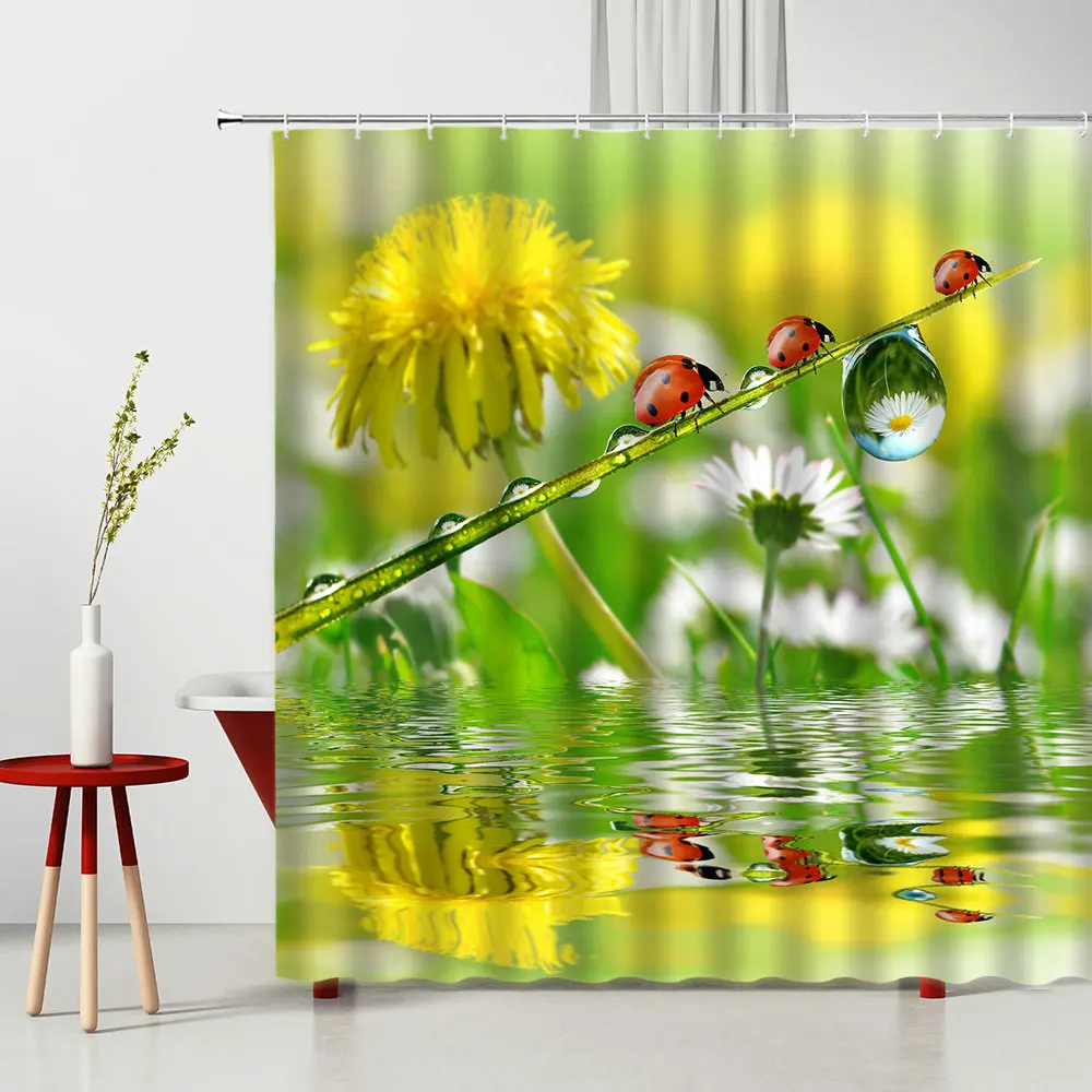 Типографии душ Шторы s Хризантема цветок природные пейзажи Водонепроницаемая