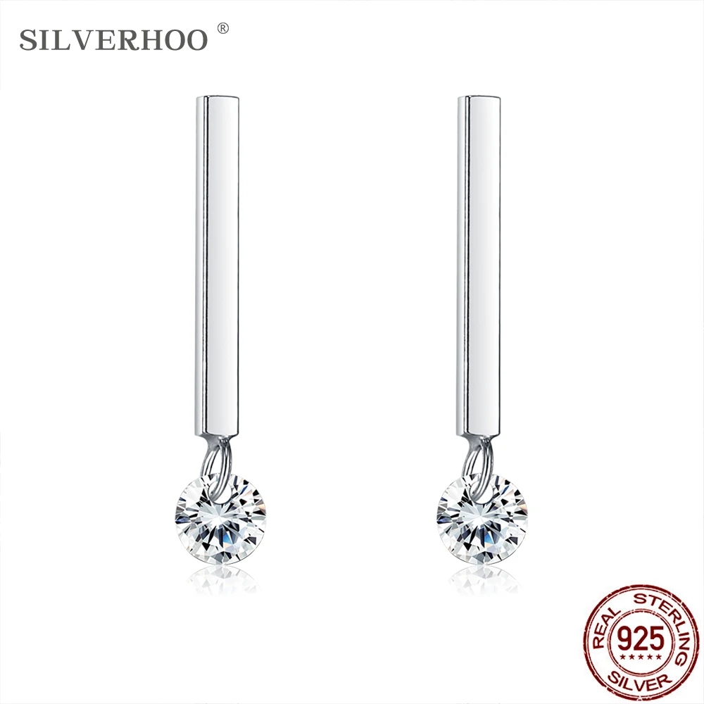 

Серьги-гвоздики SILVERHOO в минималистичном стиле для женщин, блестящие круглые циркониевые серьги из стерлингового серебра 925 пробы, ювелирные...