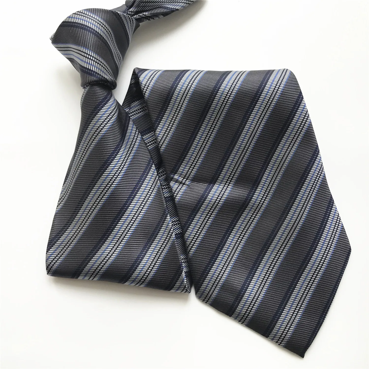 

10 cm Width New Design Men's Formal Ties Jacquard Woven Neck Tie Gray Striped Corbatas Neckties