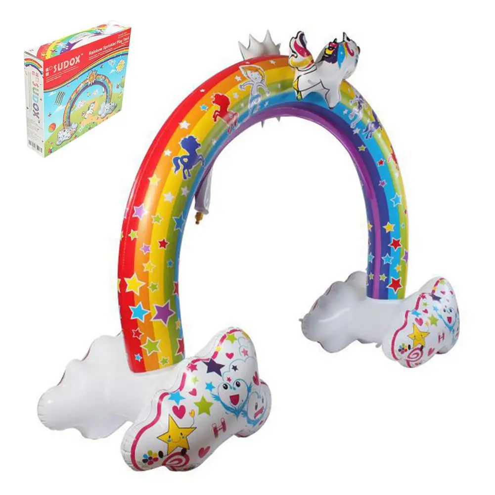 

New Ginormous Rainbow Cloud Yard Sprinkler Giant Inflatable Archway Lawn Beach Outdoor Toys For Child Adult Baby Games Center
