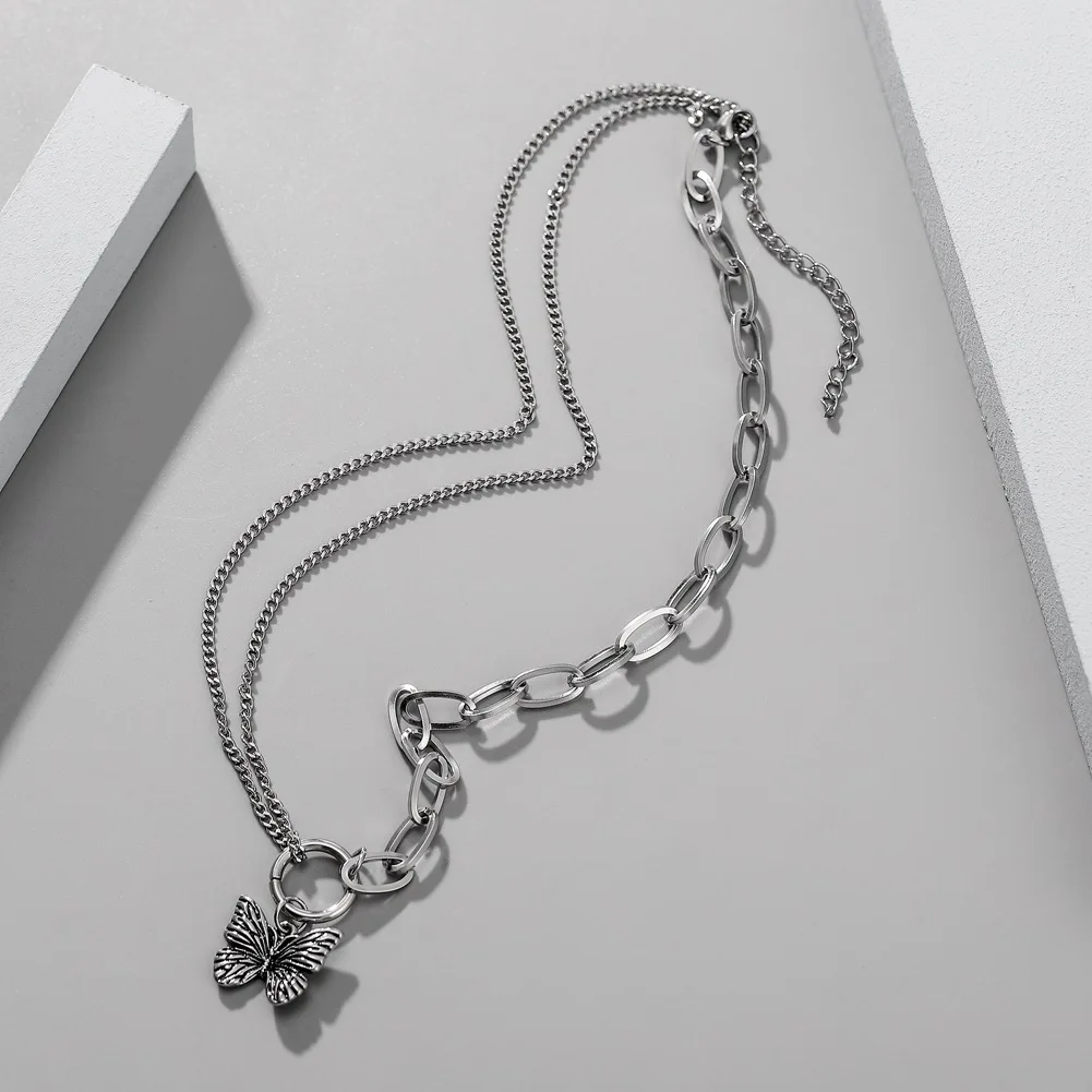 

Butterfly Pendant Necklace Stainless Steel Aesthetic Clavicle Chain Trend item Jewelry Choker On The Neck Gift For Women