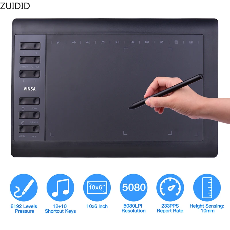 

10*6 Inch Portable Digital Tablet Connect Mobile Phone Digital Pressure Drawing Tablet Interactive Graphic Tablet for Drawing