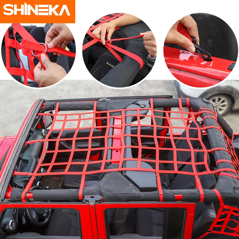 SHINEKA для Jeep Wrangler JK JL 2007- Автомобильный багажник Багажник на крыше грузовая корзина Trail Net для Wrangler JK JL аксессуары