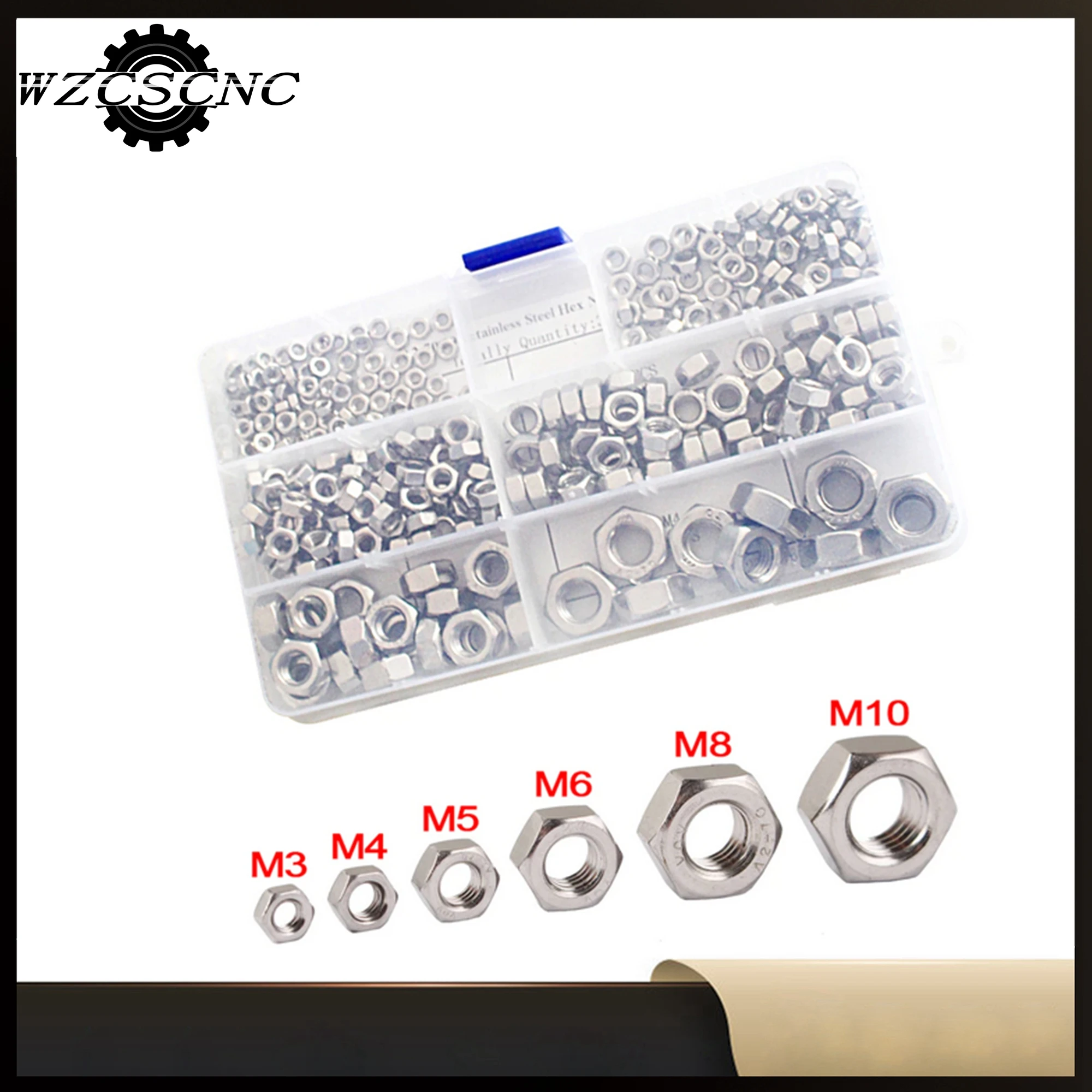 

CN 300PCS Hex Hexagon Nut Assortment Kit Hex Nuts Set A2 304 Stainless Steel M3 M4 M5 M6 M8 M10 Metric DIN934 for Screw Bolt