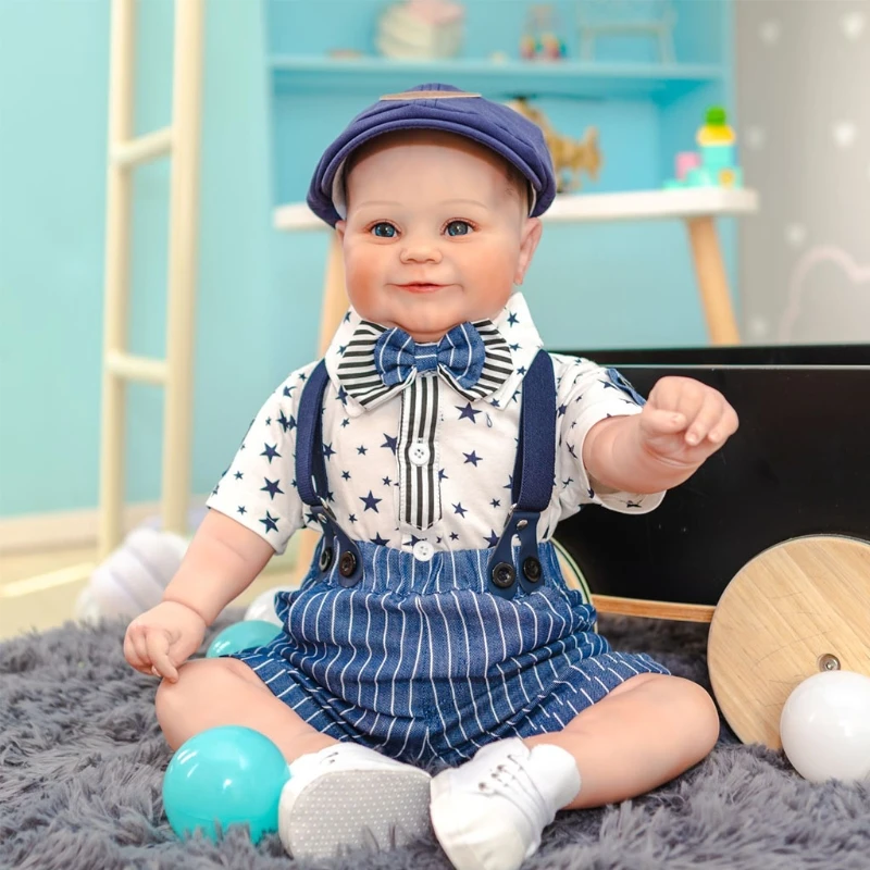 

60cm Realistic Doll Soft Body Silicone Vinyl Toddler Babies Lifelike Boy 40JC