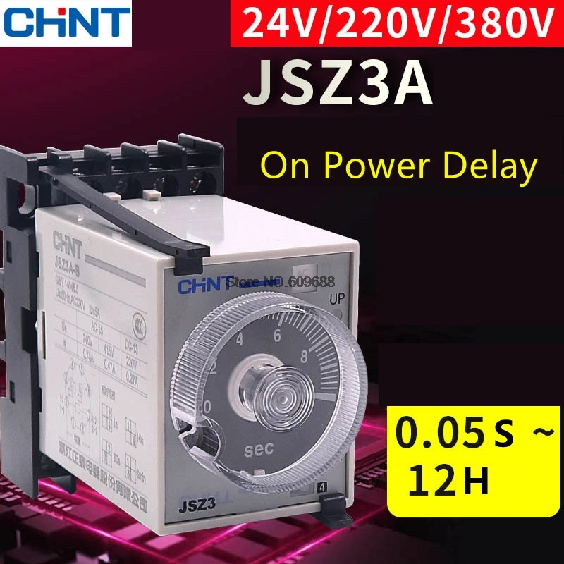 

CHINT CHNT ST3P JSZ3 Power On time Delay Relay with Socket JSZ3A-B A C D 220V 24V10S 60S Time Relay Switch