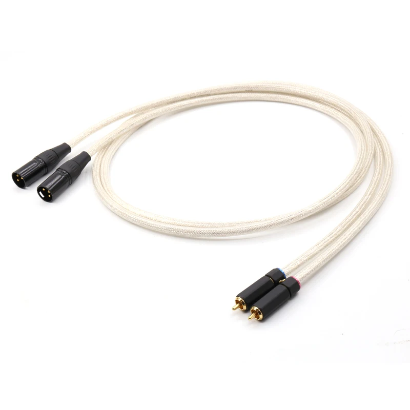 

New QED Signature Silver Plated Audio Cable 2RCA to XLR Male Plug Connector HIFI Cable