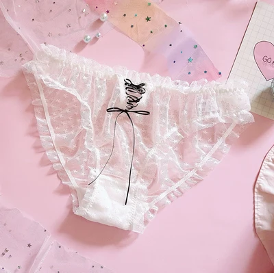 Kawaii кружевные манишки, милые трусики для девочек, трусы, женское нижнее белье, повседневная одежда, кружевные трусы со звездами - Цвет: B