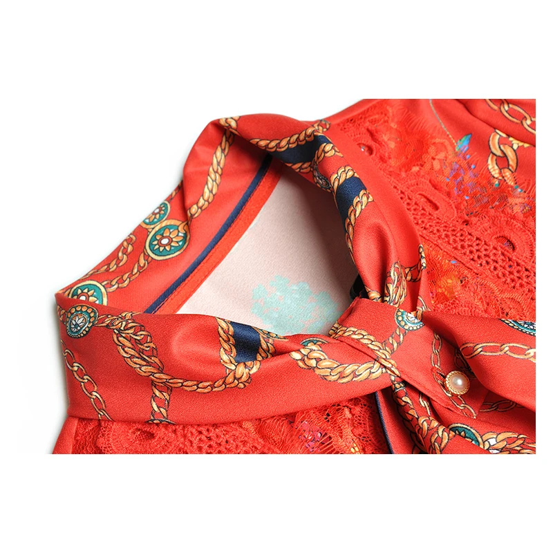 

women red printed dress autumn long sleeve dresses spring pleated dress runway black dresses