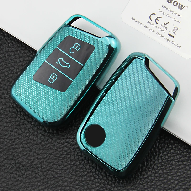 Чехол для автомобильного ключа из углеродного волокна TPU VW Tiguan MK2 Magotan Passat B8 CC 2017 2018