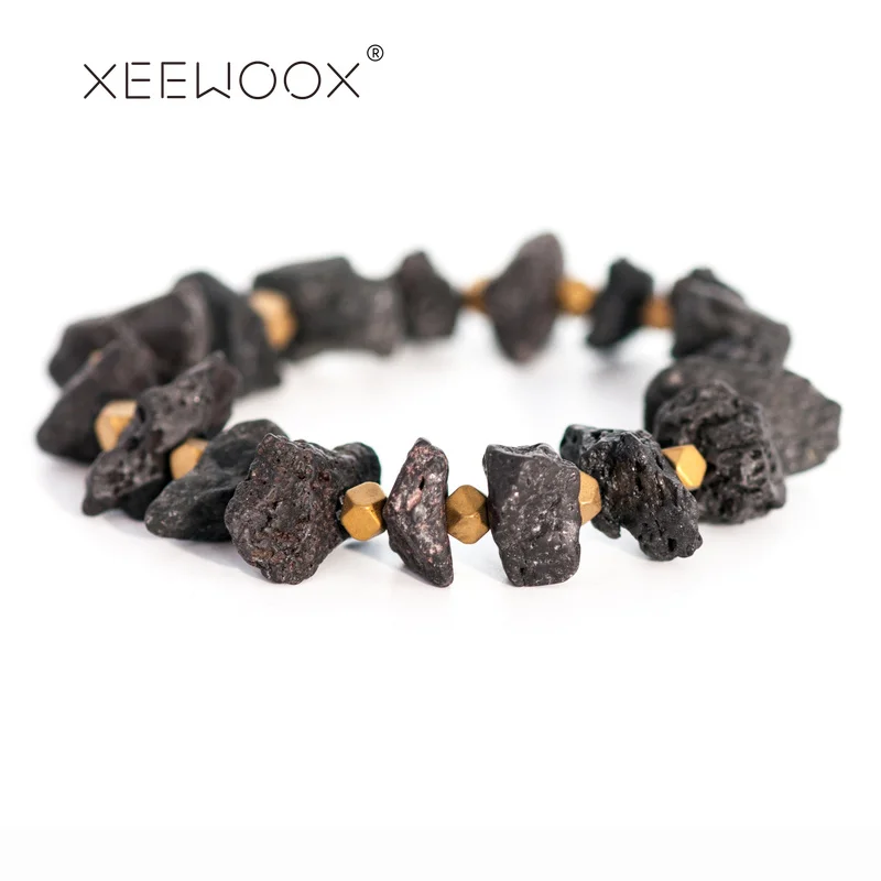 

XEEWOOXMen Bracelet Natural Martian meteorite Bead Tibetan Buddha Bracelet chakra Lava Stone Diffuser Bracelets Men Jewelry gift
