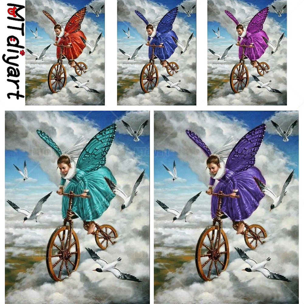 

DIY Art Diamond Painting 5D Kit Full Drill Surrealism Air Biking Scenery Wall Stickers Set Embroidery Cross Stitch Home Decor