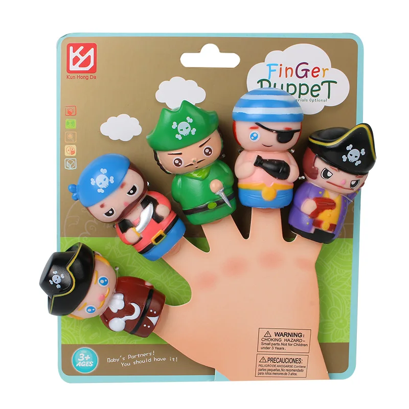 

5PCS Cute Cartoon Biological Animal Family Finger Puppet Plush Toys Child Baby Favor Dolls Boys Girls PVC Finger Puppets