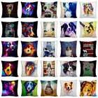 Колли с бультерьером корги колли собака набивная льняная Наволочка на подушку Гостиная Декоративные диванные подушки Чехол плакат