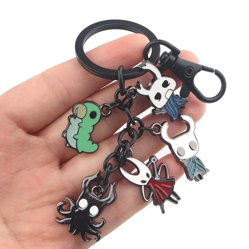 

Keychains Hollow Knight Wanderer Hornet Grub Troupe Master Grimm Key Holder Cute Enamel Metal Pendant Car Chain For Rings Gifts